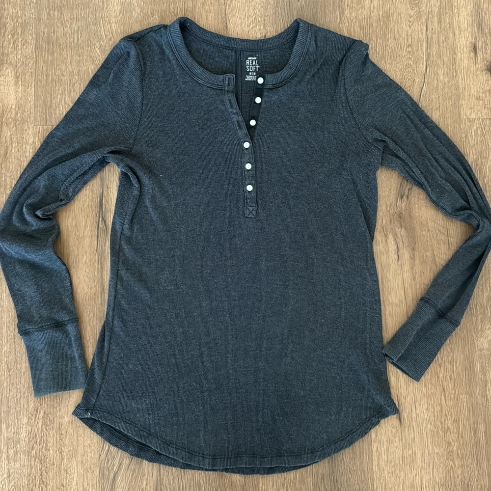 Aerie Dark Gray Long Sleeve Top